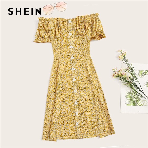 shein yellow dress